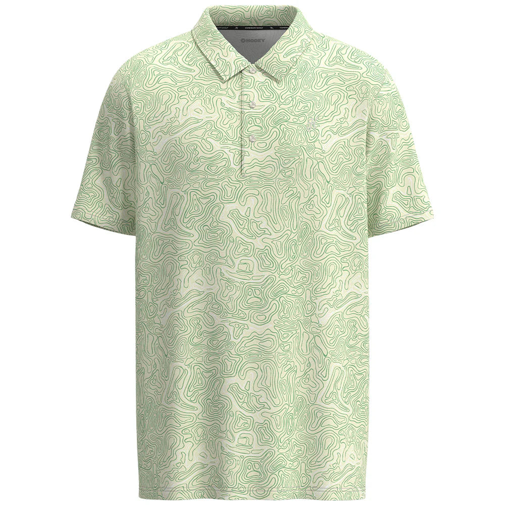 Hooey Men's "The Weekender" Short Sleeve Polo in Cream and Green