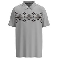 Hooey Men's "The Weekender" Short Sleeve Aztec Pattern Polo in Blue Grey