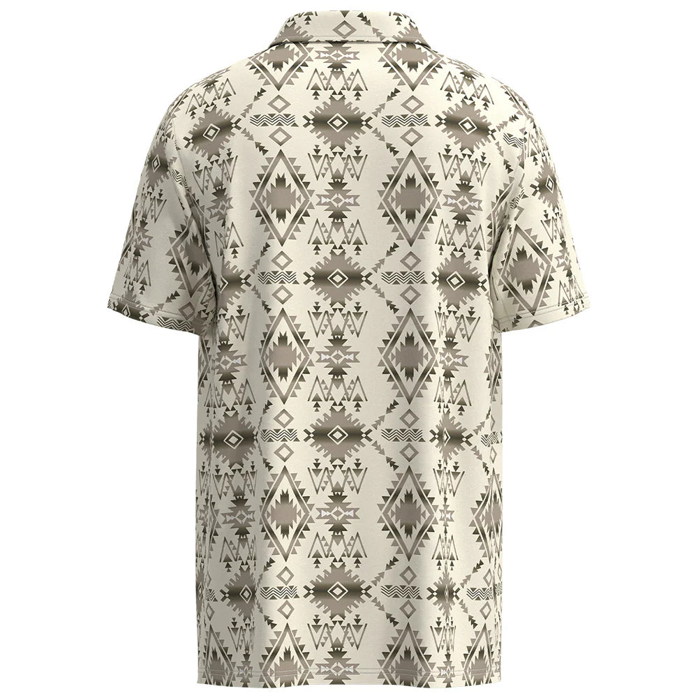 Hooey Men's "The Weekender" Short Sleeve Aztec Pattern Polo in Tan