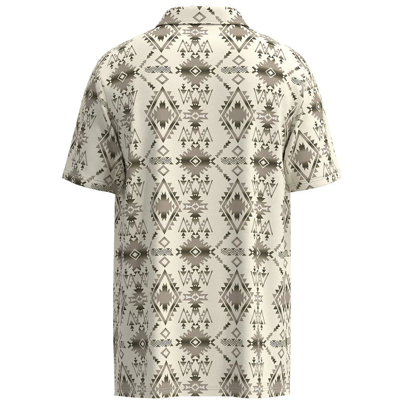 Hooey Men's "The Weekender" Short Sleeve Aztec Pattern Polo in Tan