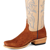 Horse Power Reversed Smooth Ostrich Rough Out Western Boot in Brandy Brown