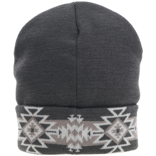 Hooey Aztec Beanie in Grey & White