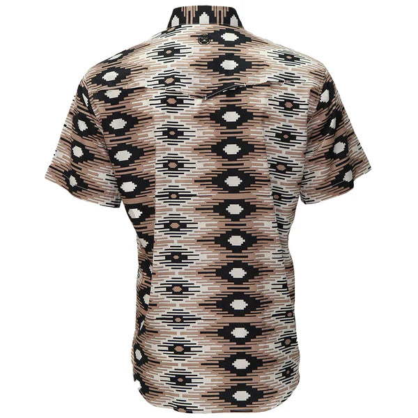 Hooey Men's Sol Saddle Blanket Short Sleeve Western Snap Shirt in Brown