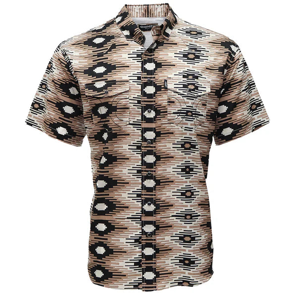 Hooey Men's Sol Saddle Blanket Short Sleeve Western Snap Shirt in Brown