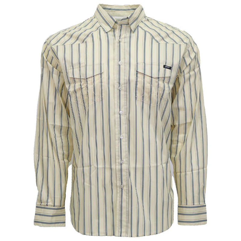 Hooey Men's L/S Maverick Pin Stripe Western Button Up Shirt in Yellow