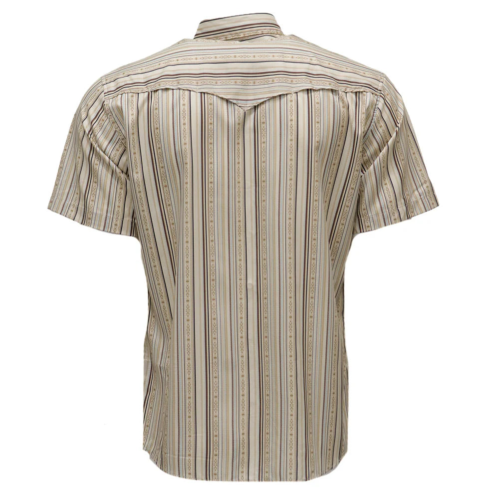 Hooey Men's Sol S/S Western Pearl Snap Shirt in Cream/Stripe