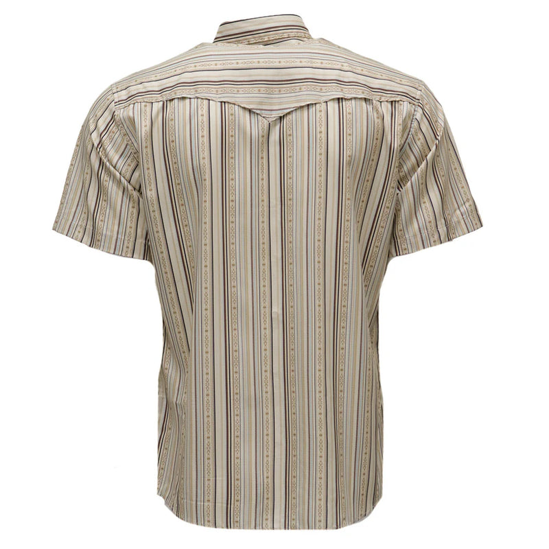 Hooey Men's Sol S/S Western Pearl Snap Shirt in Cream/Stripe