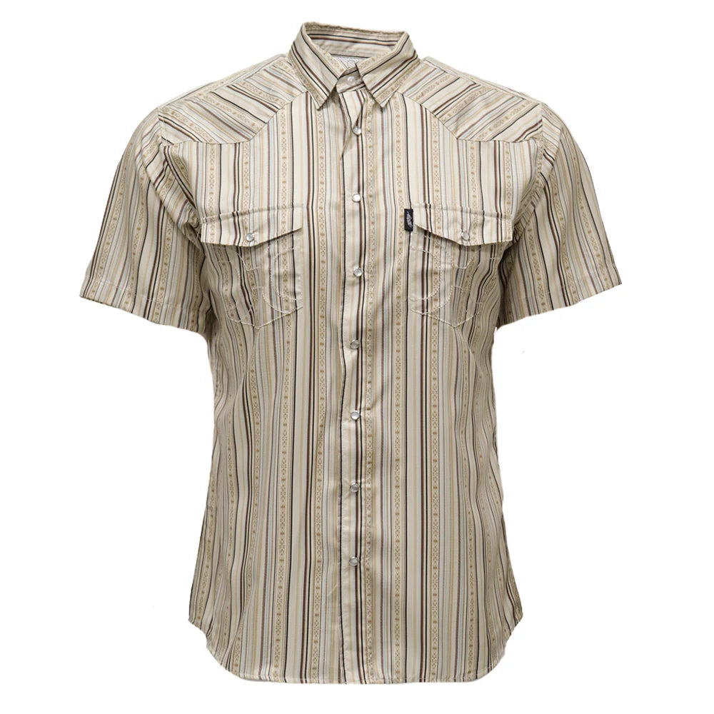 Hooey Men's Sol S/S Western Pearl Snap Shirt in Cream/Stripe
