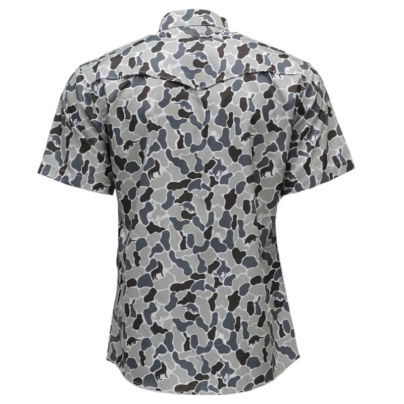 Hooey Men's Sol S/S Western Pearl Snap Shirt in Grey Critter Camo