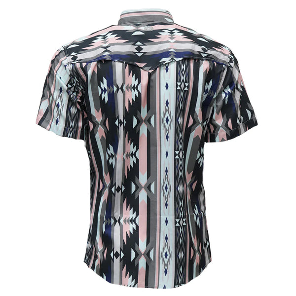 Hooey Men's Sol S/S Western Pearl Snap Shirt in Pink/Aztec