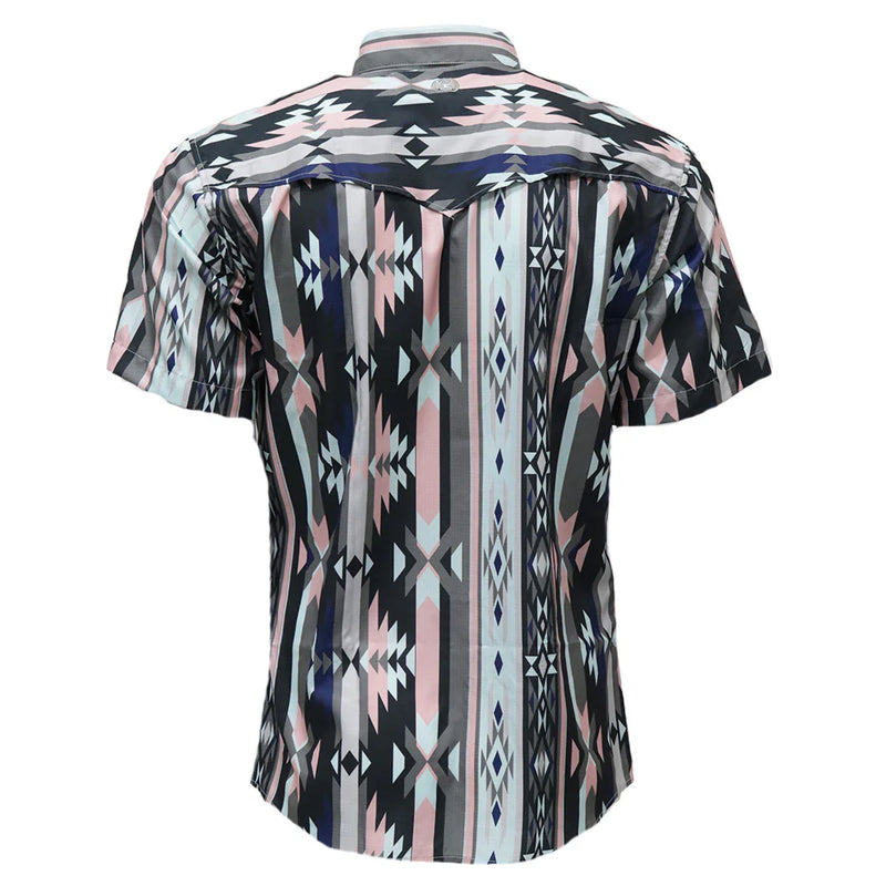 Hooey Men's Sol S/S Western Pearl Snap Shirt in Pink/Aztec