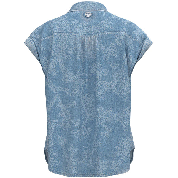 Hooey Women's Darlin' S/S Chambray Snap Shirt in Denim/Floral