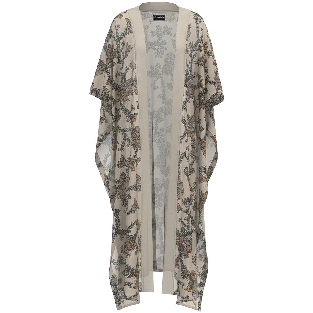 Hooey Women's Kimono in Cream/Grey Print