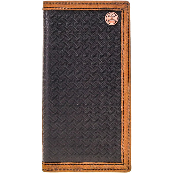 Hooey "Hands Up Basket Weave" Black And Tan Leather Rodeo Wallet