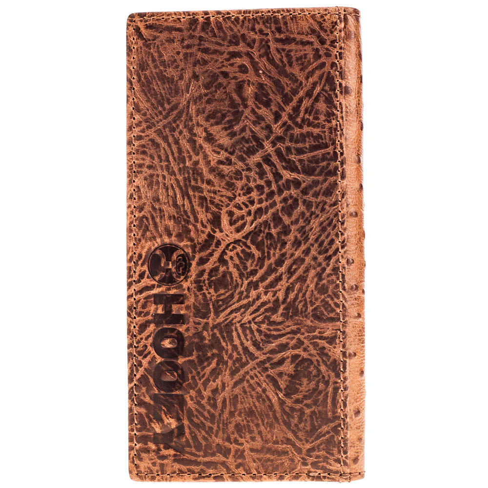 Hooey "Sawyer" Ostrich Print Leather Rodeo Wallet