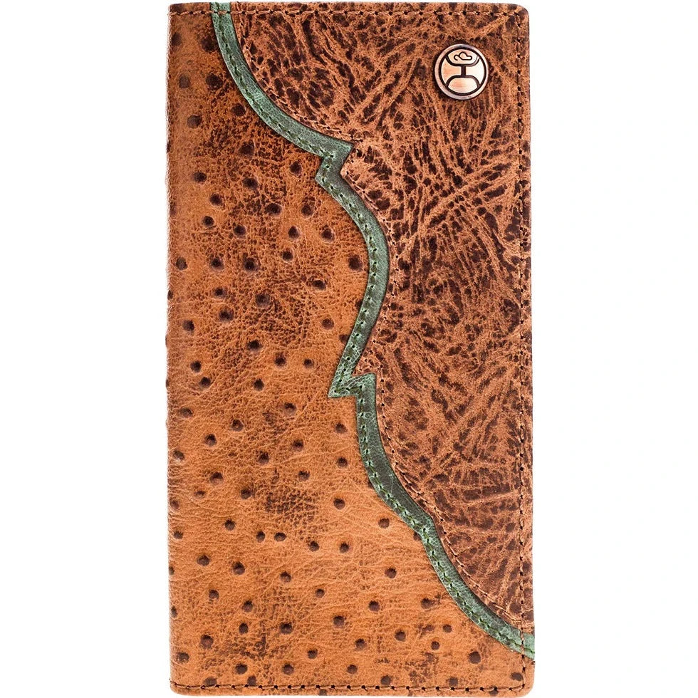 Hooey "Sawyer" Ostrich Print Leather Rodeo Wallet