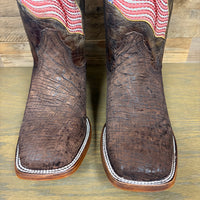 Corral Men's Brown Ostrich Patriotic Embroidery Wide Square Toe Western Boot