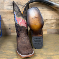 Corral Men's Brown Ostrich Patriotic Embroidery Wide Square Toe Western Boot