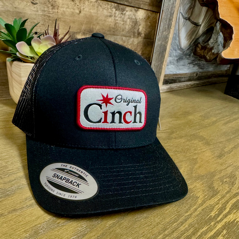 Cinch Men's Logo Patch Trucker Cap in Black