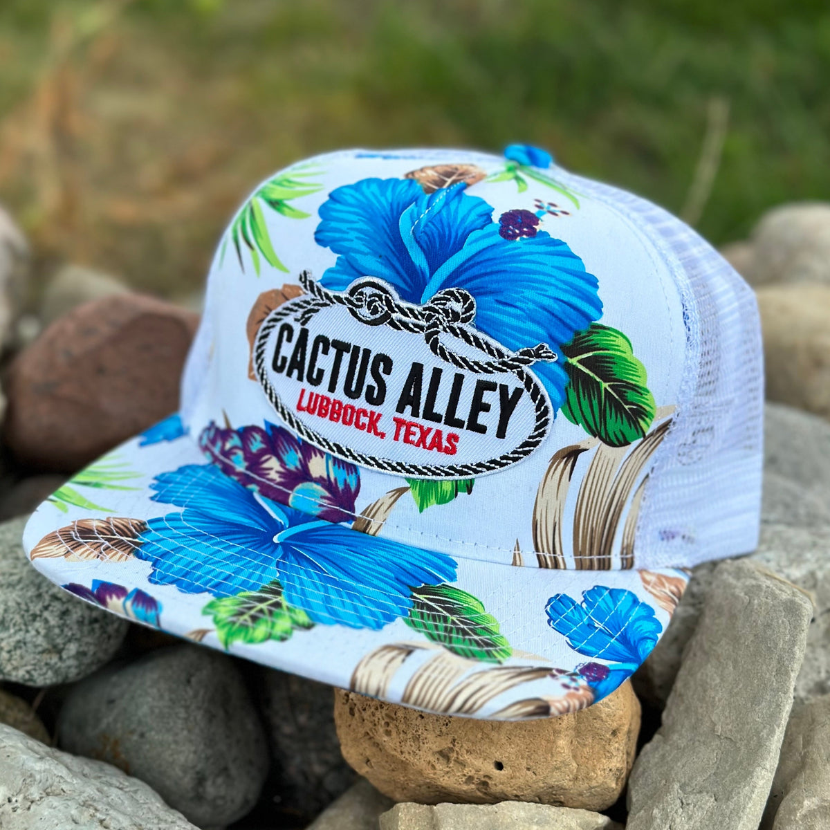 Cactus Alley Hat Co Flank Rope Logo Cap- Blue Tropics
