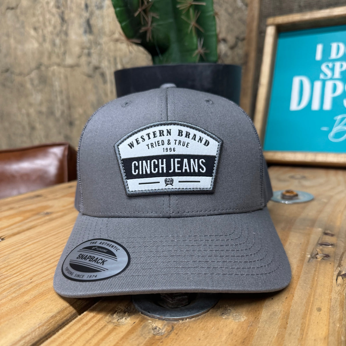 Cinch Men's Logo Patch Trucker Cap in Grey