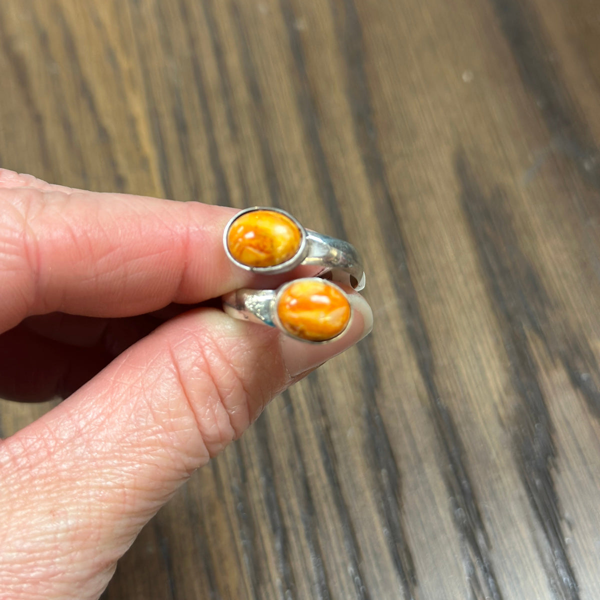 Martha Martinez Navajo Handmade Sterling Silver Spiny Oyster Ring (Adjustable)