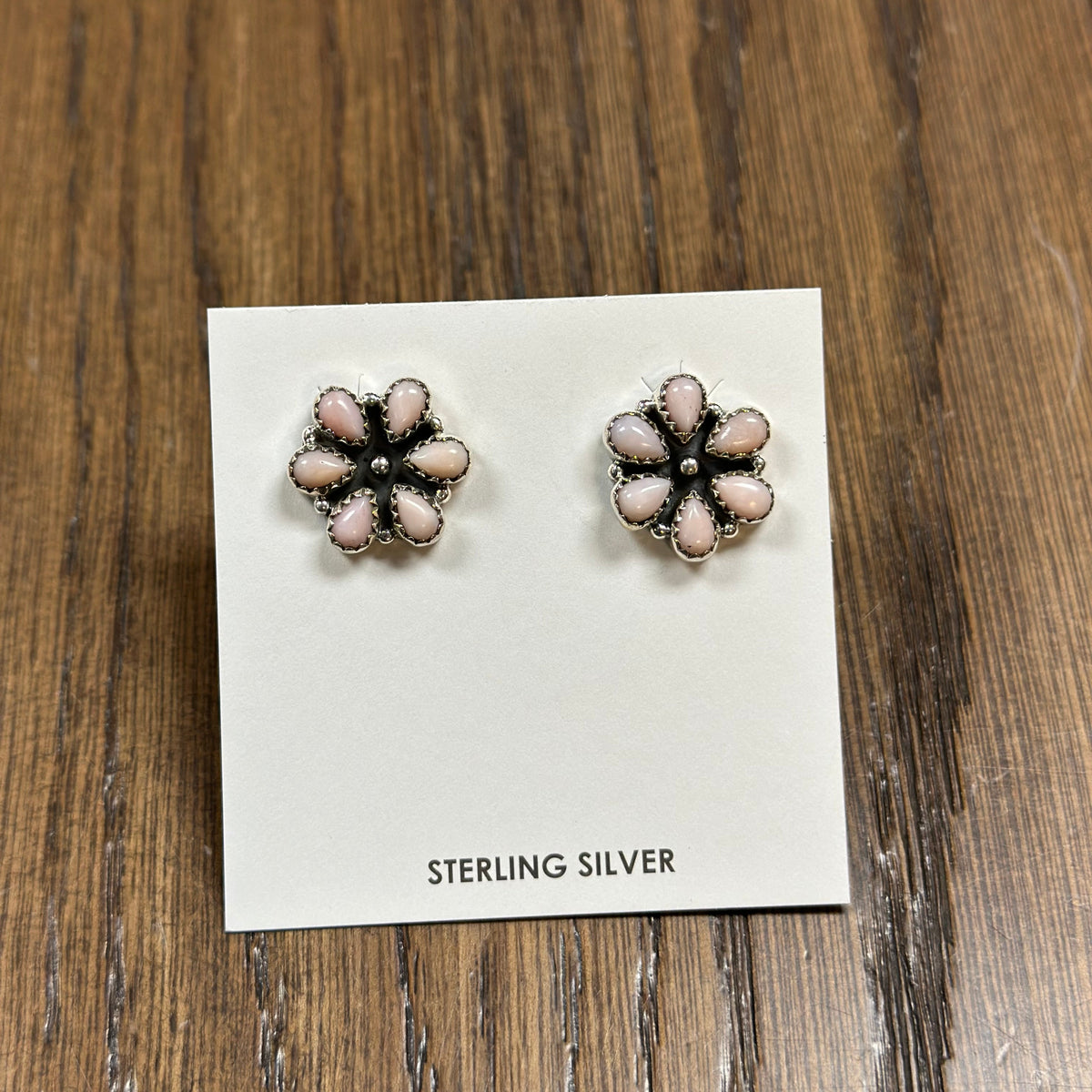 Hada Collection Sterling Silver Pink Opal Earrings