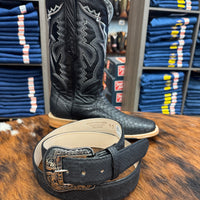 Tanner Mark Men's Python Black Matte Exotic Belt in Black
