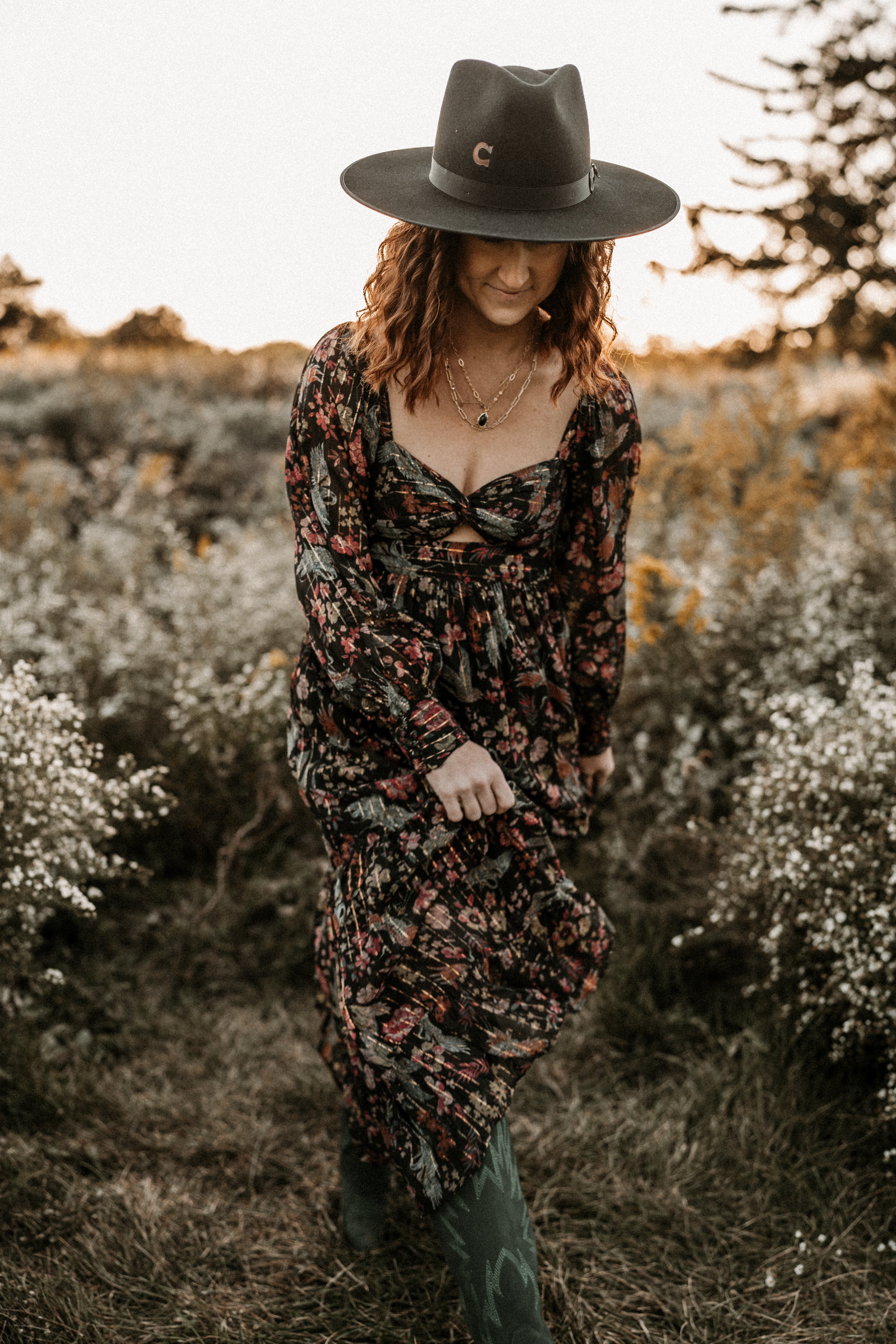 Women's Vintage Floral Long Sleeve Tiered Maxi Dress – Branded Country Wear