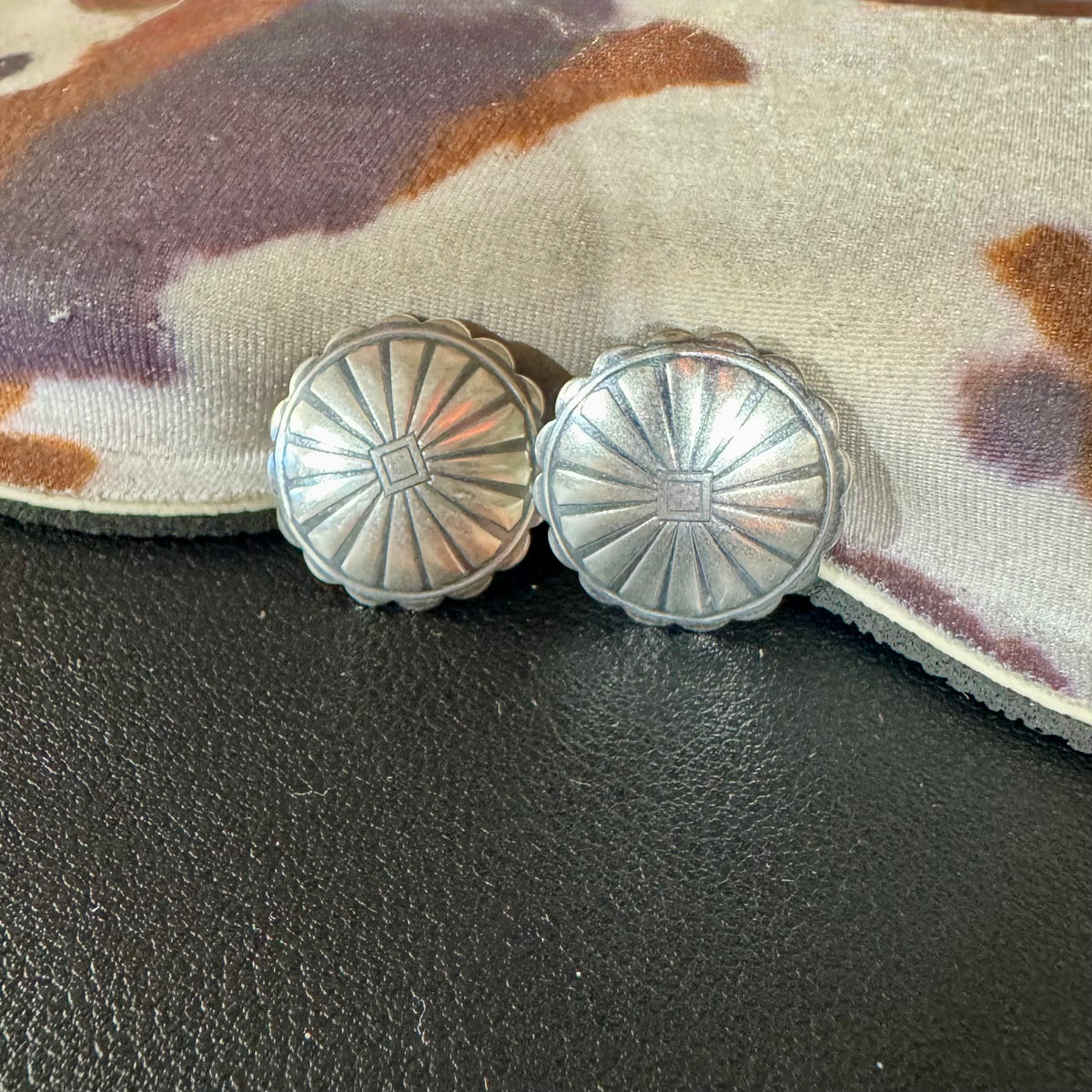 Stamped Sterling Silver Concho Earrings