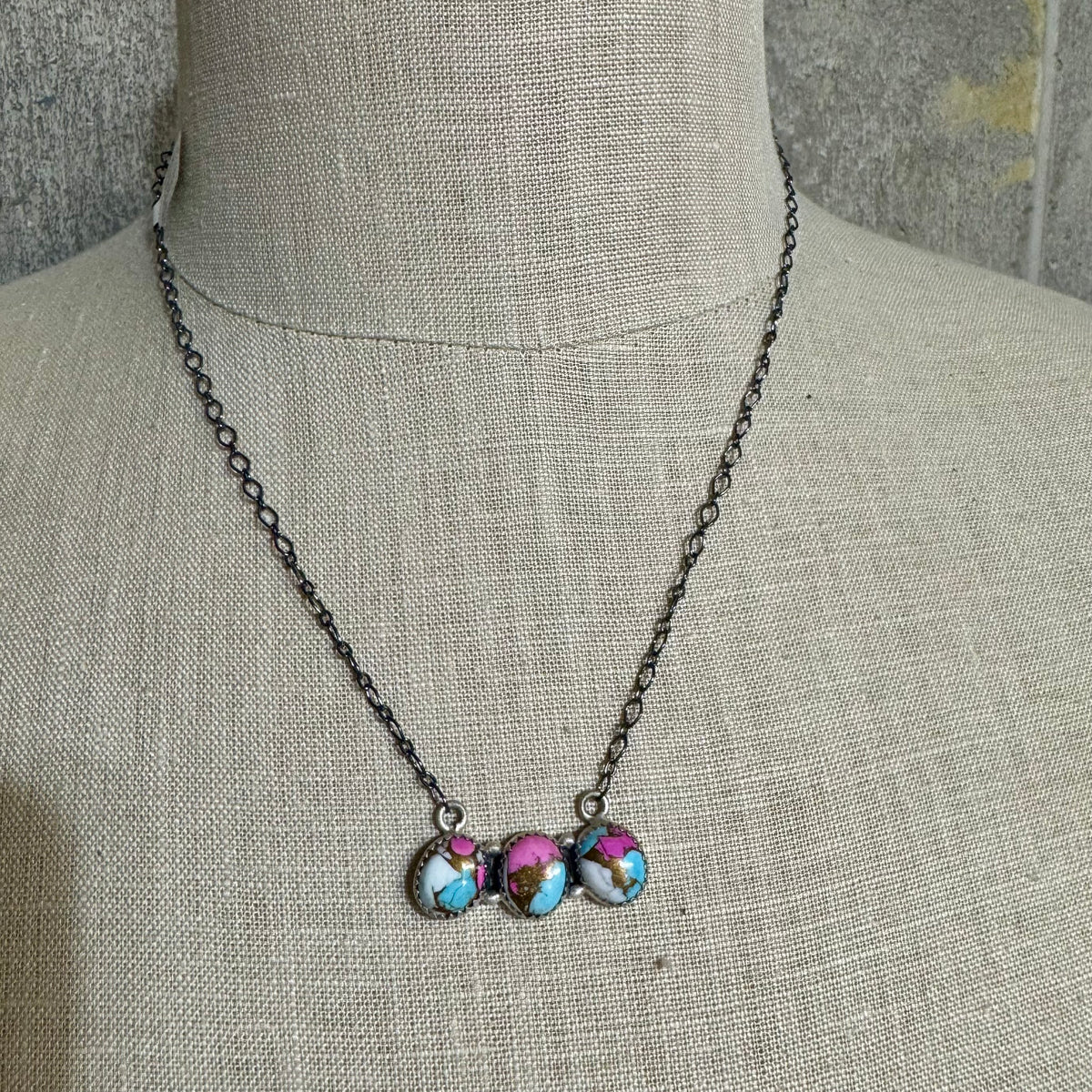 Hada Collection Sterling Silver and Cotton Candy Necklace