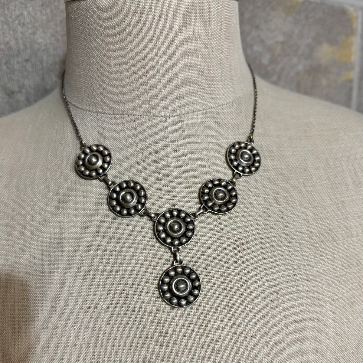 Hada Collection Sterling Silver Concho Necklace