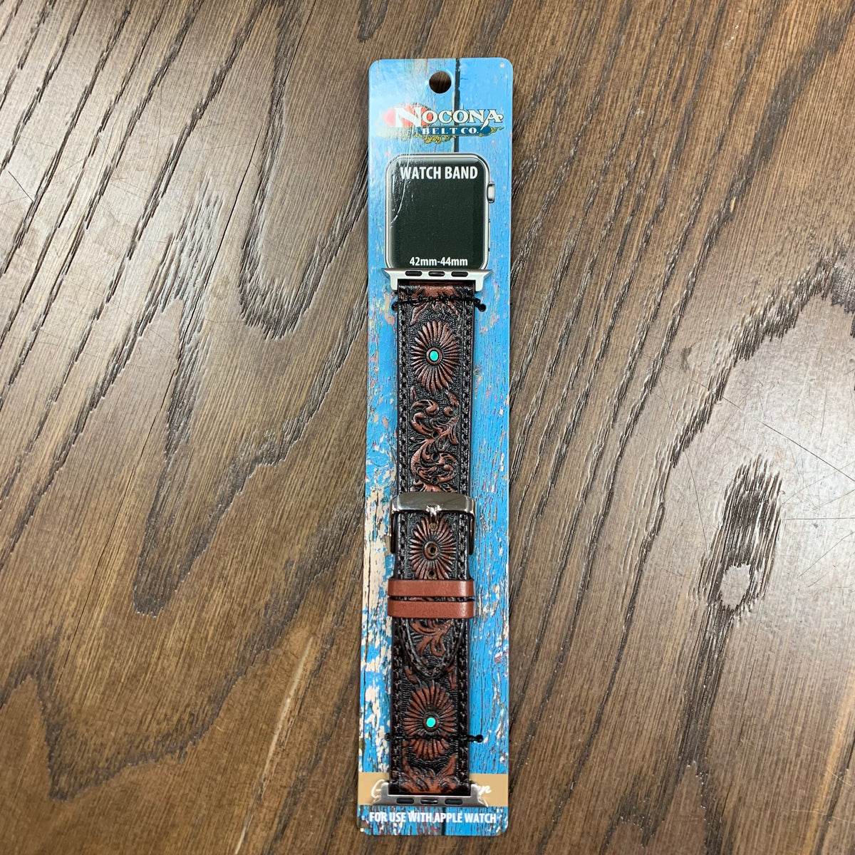 Nocona Brown Tooled with Turquoise iWatch Band