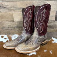 Circle G Men's Bone Embroidered Wide Square Toe Boot