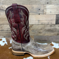 Circle G Men's Bone Embroidered Wide Square Toe Boot