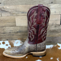 Circle G Men's Bone Embroidered Wide Square Toe Boot