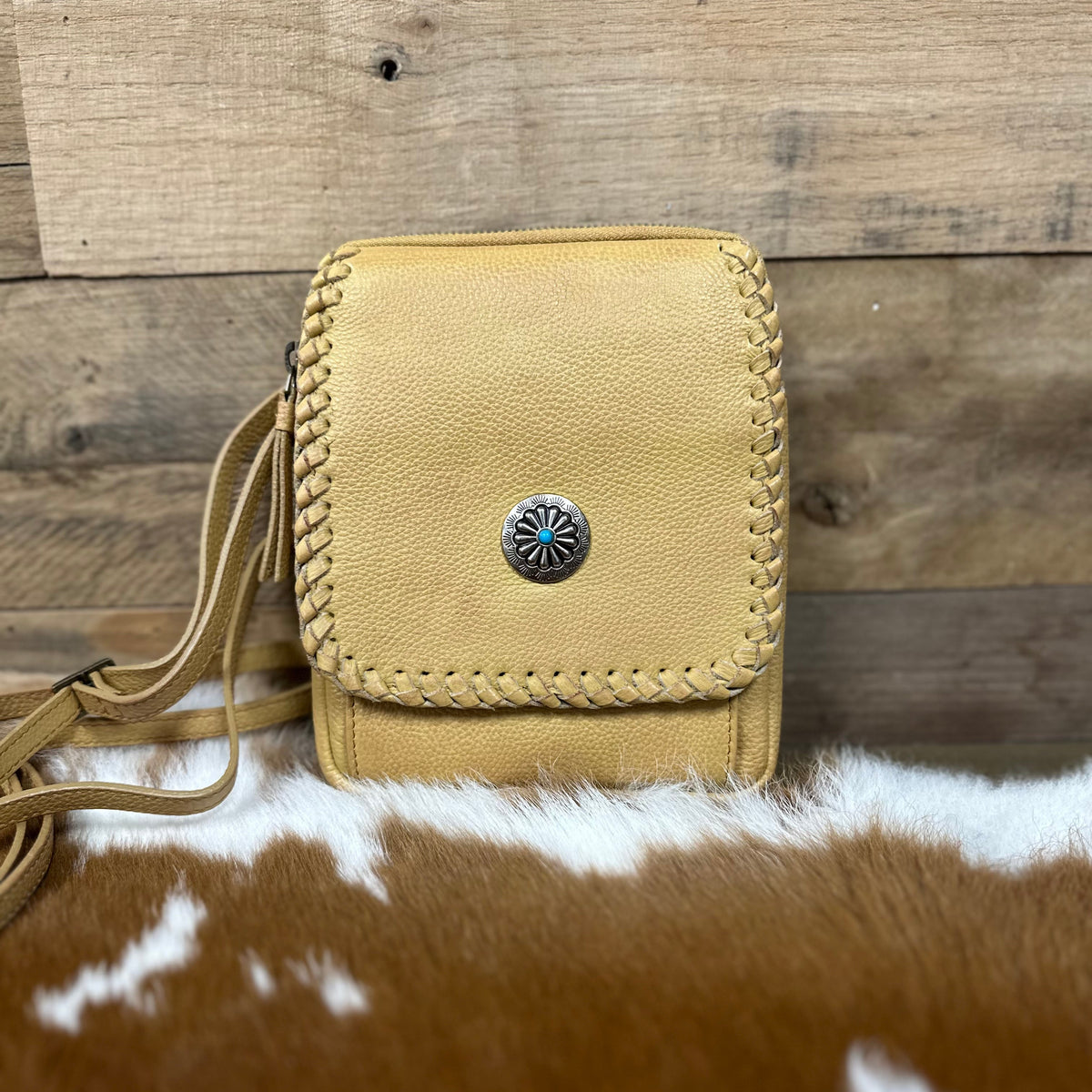 Scully Leather Ladies Concho Cross Body Bag