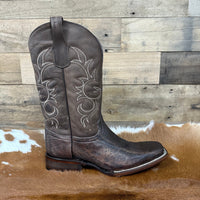 Circle G Men's Carunga Square Toe Western Boot in Chocolate