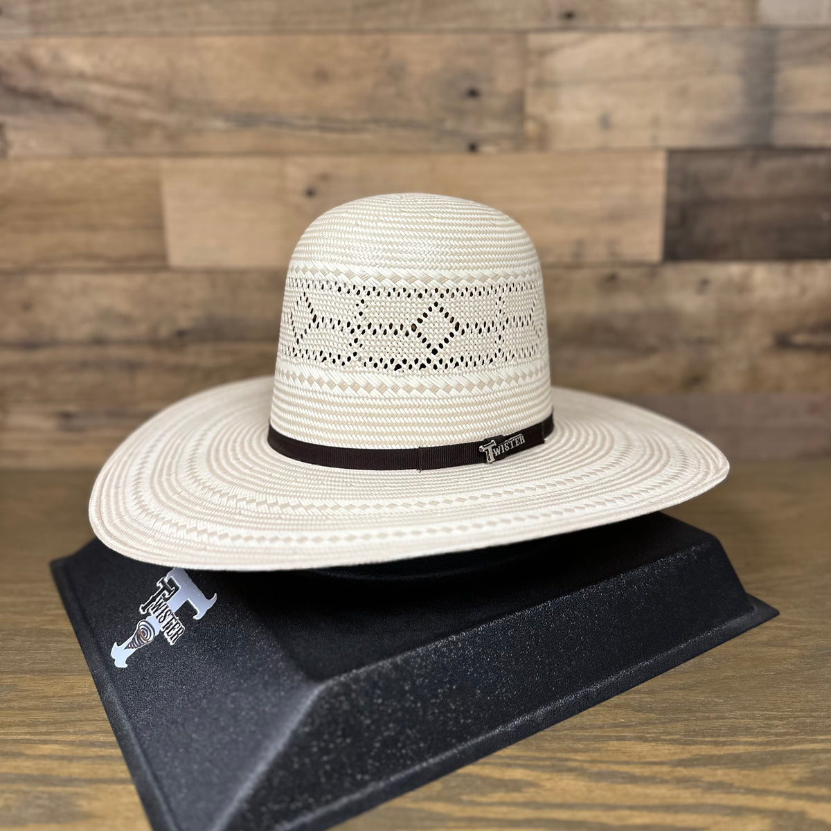 Twister 30X Two-Tone Shantung Straw Open Crown Hat in Tan/ Ivory