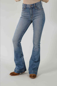 Kimes Ranch Women's Jennifer Mid Wash High Rise Flare Jean