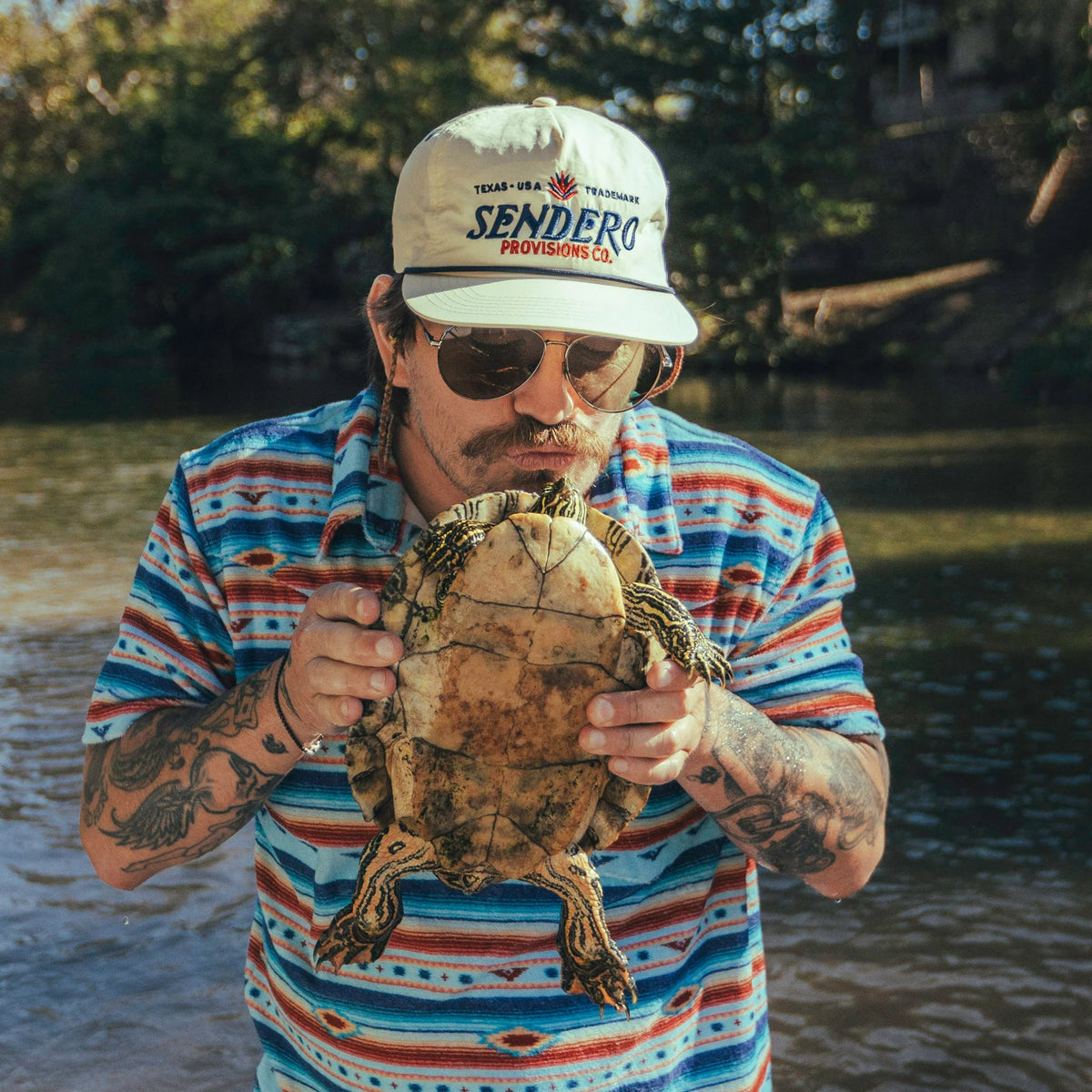 Sendero Provisions Co. Logo Snapback Hat in Red, White, & Blue