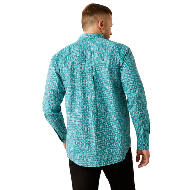 Ariat Men's L/S Jordy Classic Fit Western Button Down Shirt in Blue Medallion