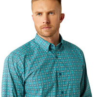 Ariat Men's L/S Jordy Classic Fit Western Button Down Shirt in Blue Medallion