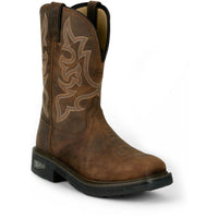 Justin Men's Rigman 11" Square Toe Nano Composite Work Boot in Brown Cowhide