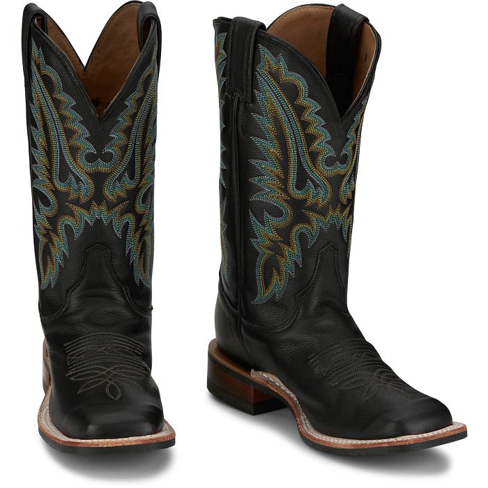 Justin Women's Shay Western Boot in Jet Black Cowhide