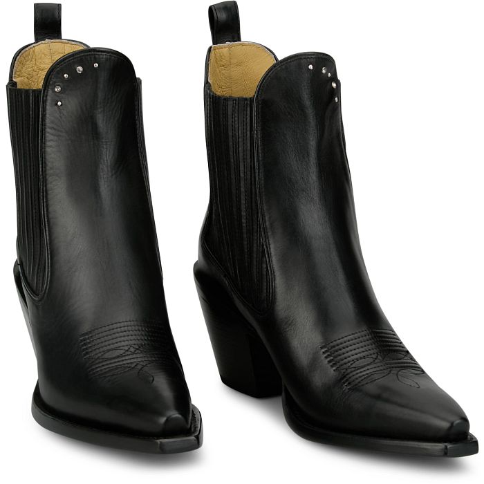 Justin Women's Hart 6" Snip Toe Leather Bootie in Black