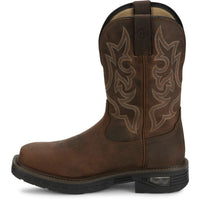 Justin Men's Rigman 11" Square Toe Nano Composite Work Boot in Brown Cowhide