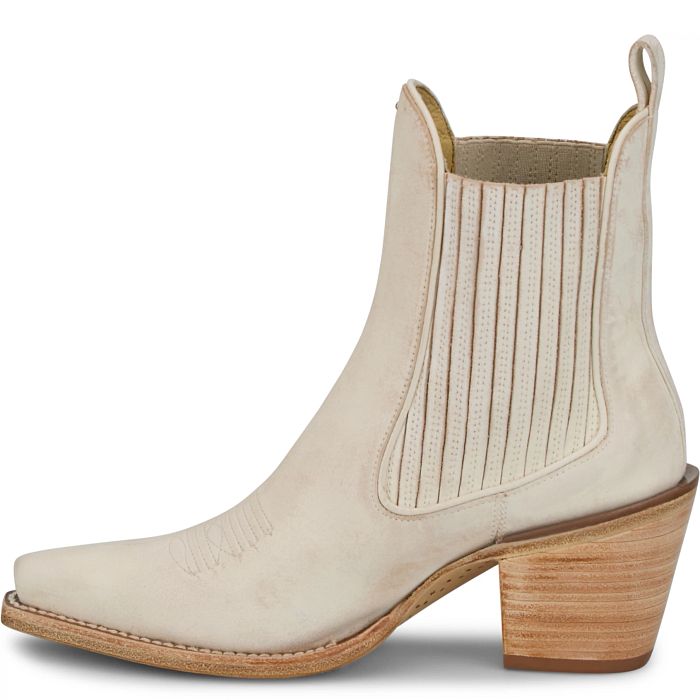 Justin Women's Hart 6" Snip Toe Leather Bootie in Vintage Ivory