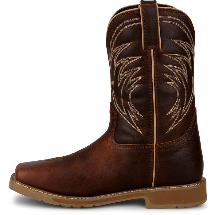 Justin Men's Daywork 11" Water Buffalo Steel Toe Work Boot in Pecan