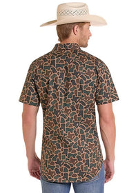 Rock & Roll Denim Men's S/S TEK Western x Koe Wetzel Camo Snap Shirt in Tan